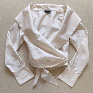 Lafayette148 Cream Silk Shawl Collar Blouse - P